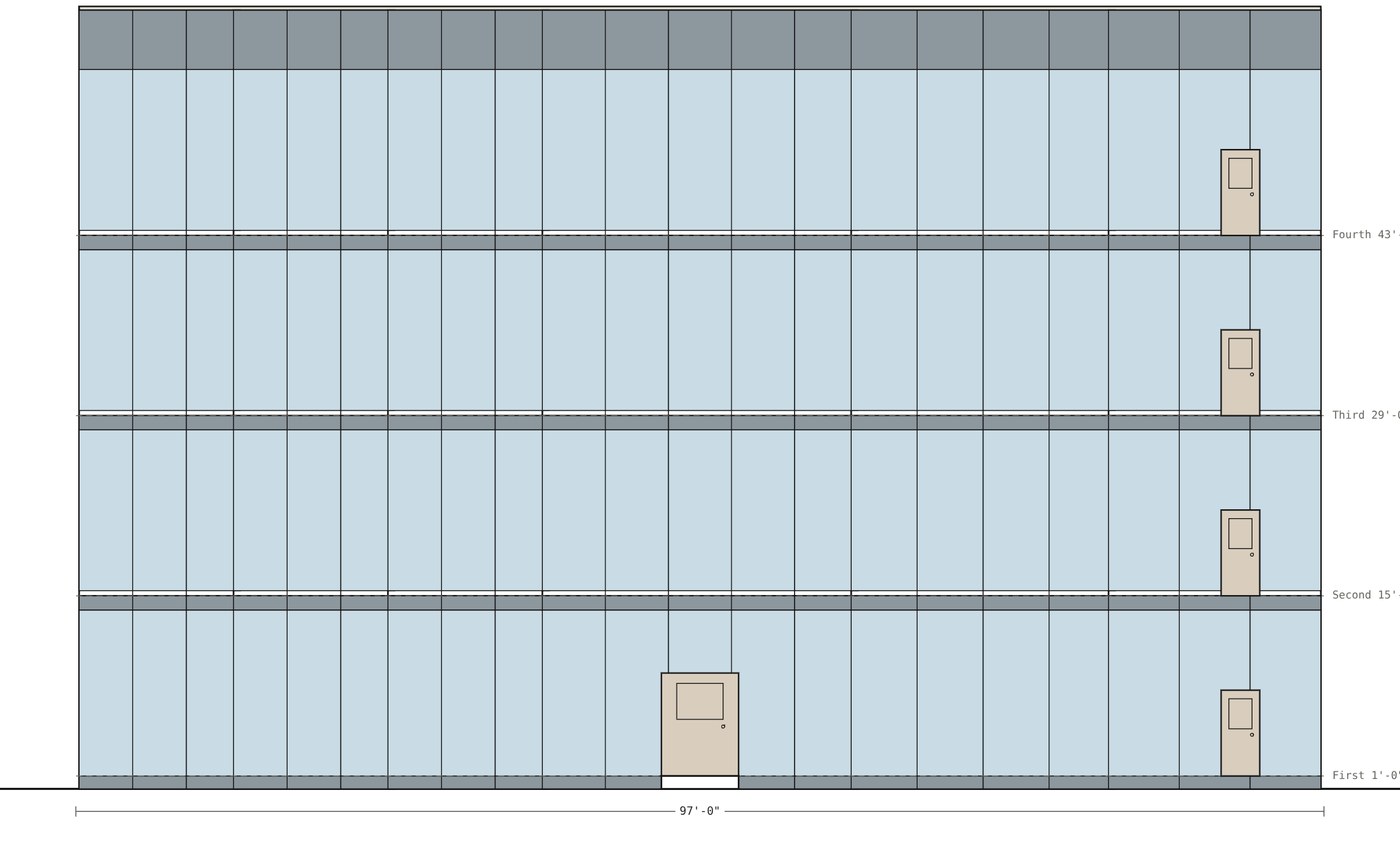 The front elevation sheet of the office, drawn to scale